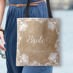 Bolsa Tote Elegante Saco de Mãos Floral Branco Vintage para N