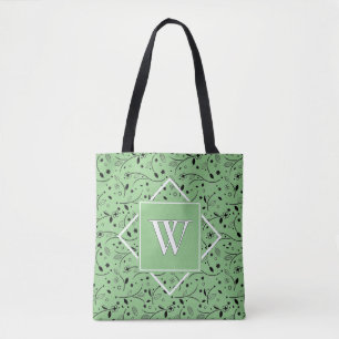 Bolsa Tote Elegante   Sage Green   Floral   MONOGRAMA