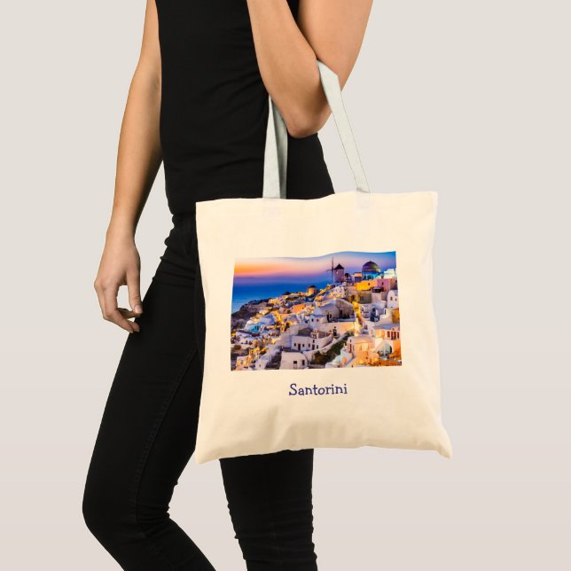 Bolsa Tote Elegante Santorini - Grécia Cênnica (Frente (produto))
