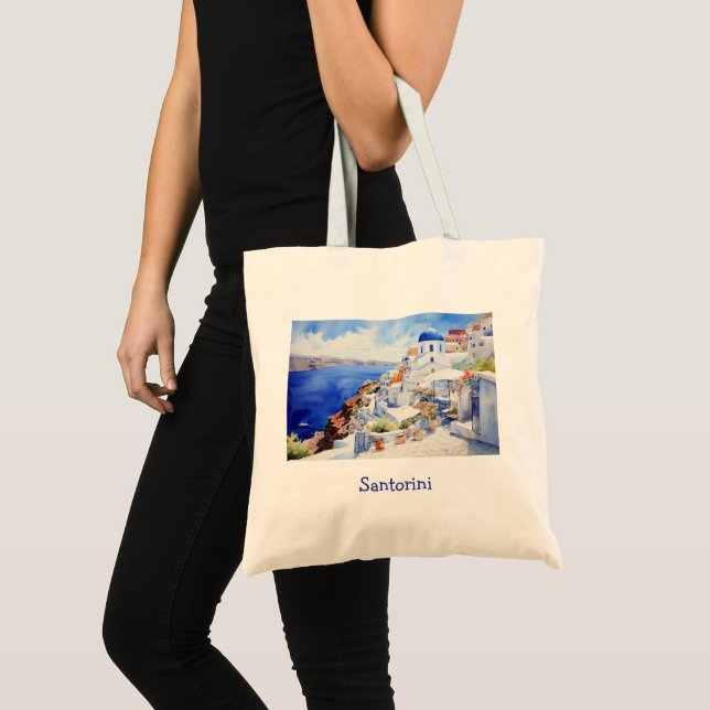 Bolsa Tote Elegante Santorini - Grécia Cênnica (Frente (produto))