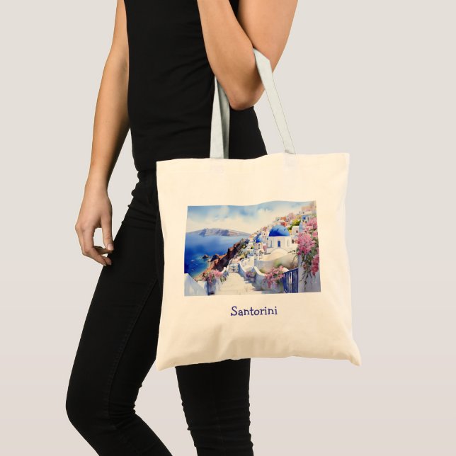 Bolsa Tote Elegante Santorini - Grécia Cênnica (Frente (produto))