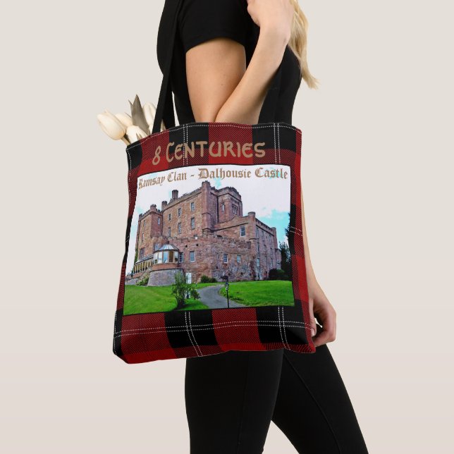 Bolsa Tote Elegante Scottish Ramsay Clan Castle Tartan (Close Up)