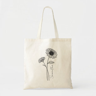 Bolsa Tote Elegante - Script Aster Setembro - Birth Flower Na