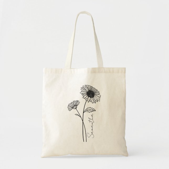Bolsa Tote Elegante - Script Aster Setembro - Birth Flower Na (Frente)