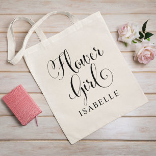 Bolsa Tote Elegante Script de Caligrafia para Menina das Flor