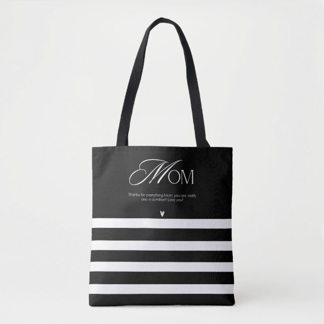 Bolsa Tote Elegante Striped Mãe Apreciação (Frente)
