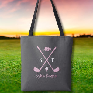 Bolsa Tote Elegante Taco de Golfe Rosa com Laços Brancos Aniv