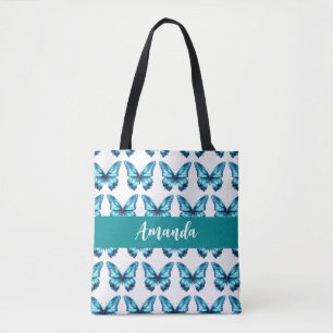 Bolsa Tote Elegante Teal Butterly Pattername