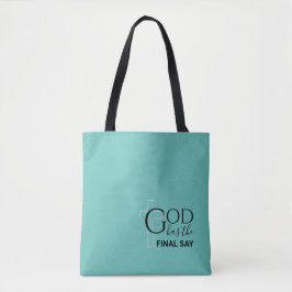 Bolsa Tote Elegante Teal DEUS TEM A ÚLTIMA PALAVRA Cristão