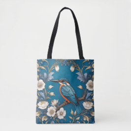 Bolsa Tote Elegante Turquoise Kingfisher Floral