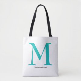 Bolsa Tote Elegante Turquoise Monographic Name