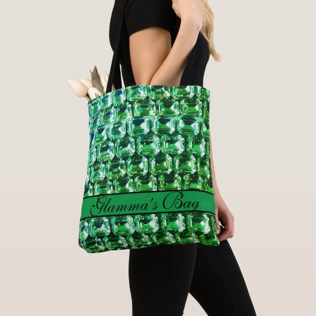 Bolsa Tote Elegante Verde Diamantes Gemstone (Close Up)