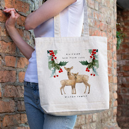 BOLSA TOTE ELEGANTE VERDE VERDE VERDE HOLLY BERRY DEER DUO AN