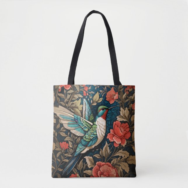 Bolsa Tote Elegante voador Hummingbird William Morris Inspira (Frente)