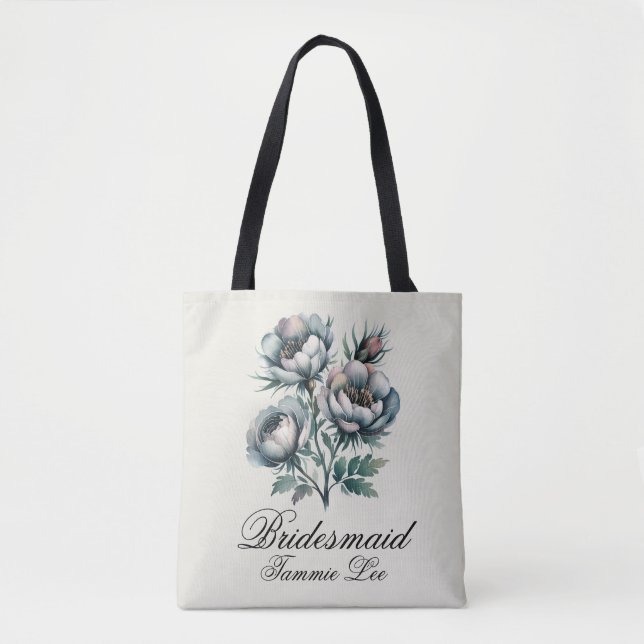 Bolsa Tote Elegante Wedding Green e Cinza Bridesmaid (Frente)