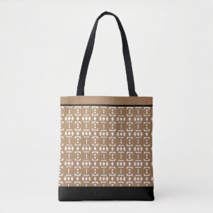 Bolsa Tote Elegantes Diamantes Pretos, Bege e Brancos