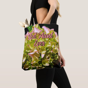 Bolsa Tote Elegantes flores de Hortênsia verde amarelo rosa