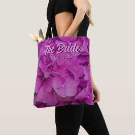 Bolsa Tote Elegantes hortênsias florais magenta rosa rosas 