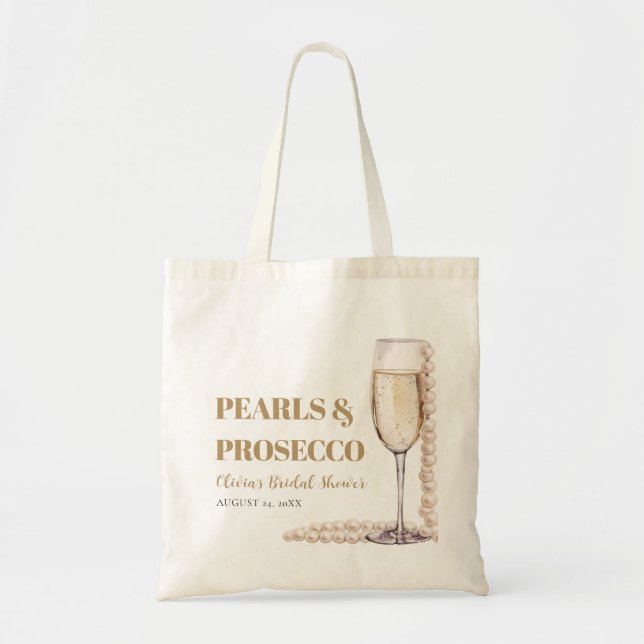 Bolsa Tote Elegantes Pérolas Modernas e Chás de Bebê com Pros (Frente)