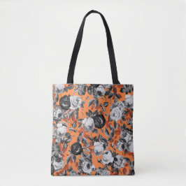 Bolsa Tote Elegantes Rosas Pretas e Brancas Vintage Modernas