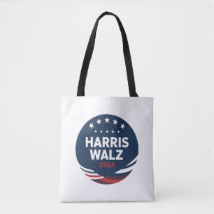 Bolsa Tote Eleição de Botão Retro para Democratas Harris Walt