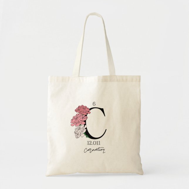 Bolsa Tote Elemento de Carbono Floral (Frente)