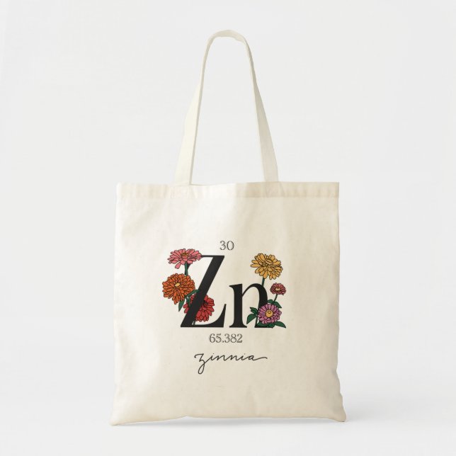Bolsa Tote Elemento De Zinco Floral (Frente)