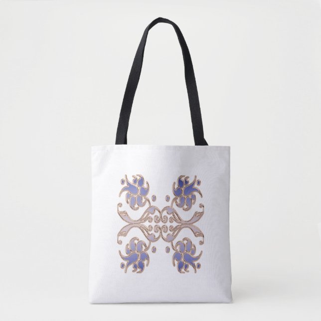 Bolsa Tote elemento floral do ouro do damasco (Frente)