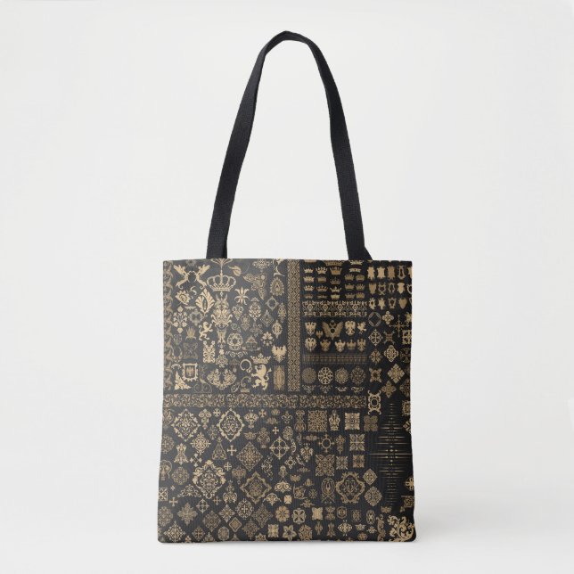 Bolsa Tote Elementos barrocos: padrão mega definido. (Frente)