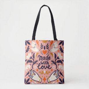 Bolsa Tote Elementos de amor: composição rosa vintage.