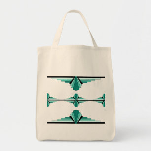 Bolsa Tote Elementos de arte deco em teal