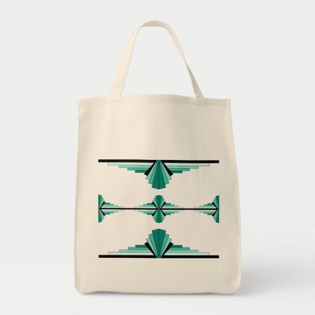 Bolsa Tote Elementos de arte deco em teal (Frente)