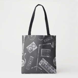 Bolsa Tote Elementos de música: vintage com tela de fundo con