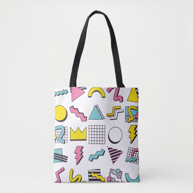 Bolsa Tote Elementos Pop Memphis Design  (Frente)