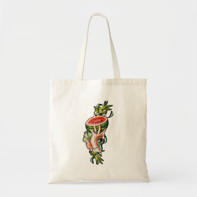 Bolsa Tote Elementos tradicionais da Palestina no mapa palest (Frente)