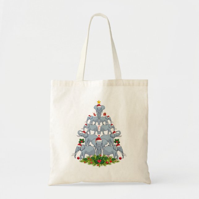 Bolsa Tote Elephant Christmas Tree Merry Xmas Elephant Gifts (Frente)