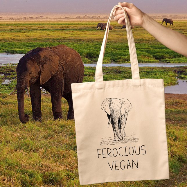 Bolsa Tote Elephant Ferocious Vegan Cute (Criador carregado)