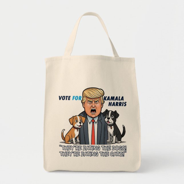 Bolsa Tote Eles estão comendo os cães Engraçados Trump Kamala (Frente)