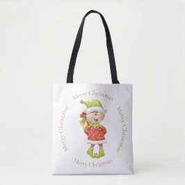 Bolsa Tote Elf de Natal com Presente