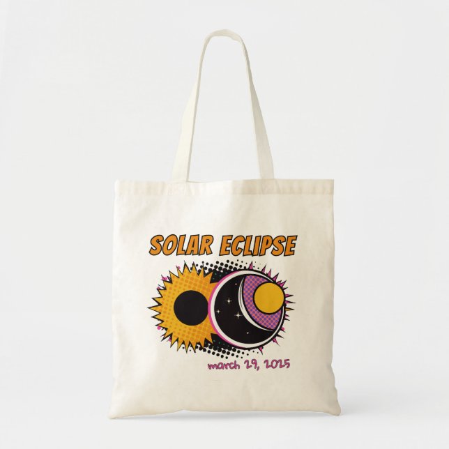 Bolsa Tote Elipse solar total design de pop art de 2025 (Frente)