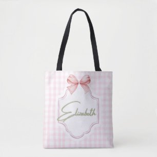 Bolsa Tote Elizabeth Baby Girl Nursery Gingham Personalizada