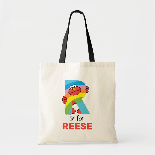 Bolsa Tote Elmo Alfabeto | Arco-íris R (Frente)