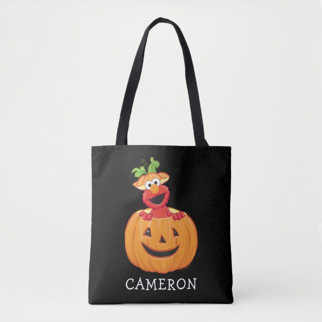 Bolsa Tote Elmo | Halloween Jack-O-Lanterna (Frente)
