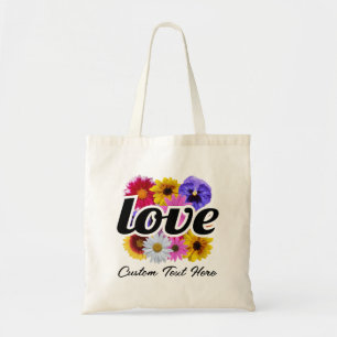 Bolsa Tote Em Bloom - Amor com Buquê Floral Quadrado