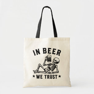 Bolsa Tote Em cerveja nós confiamos esqueleto gelado Beer Pon