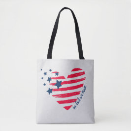 Bolsa Tote Em Deus Confiamos Coração Patriótico