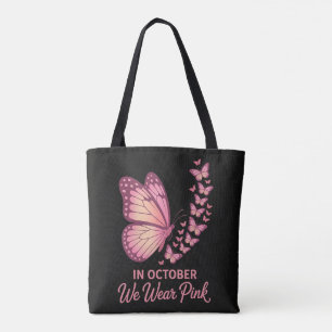 Bolsa Tote Em Outubro Borboleta Rosa Seios