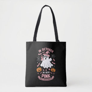 Bolsa Tote Em Outubro Nós Usamos Rosa Bruxa Fantasma Câncer d