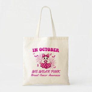 Bolsa Tote Em outubro Vestimos Cancer de Mama de Bruxas Fanta