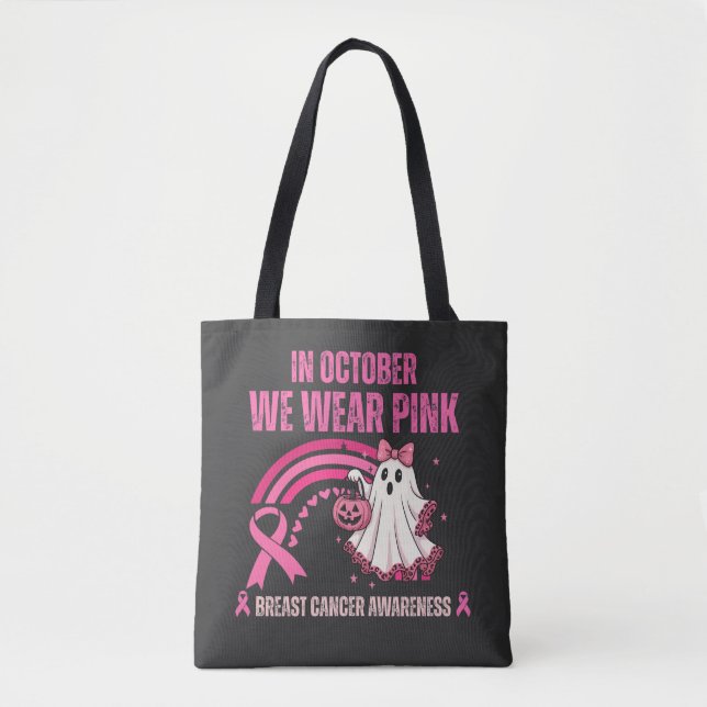Bolsa Tote Em outubro Vestimos Cancer Rosa (Frente)